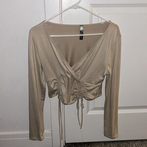 VERY soft khaki draw string going out top - Size Large, Excellent condition